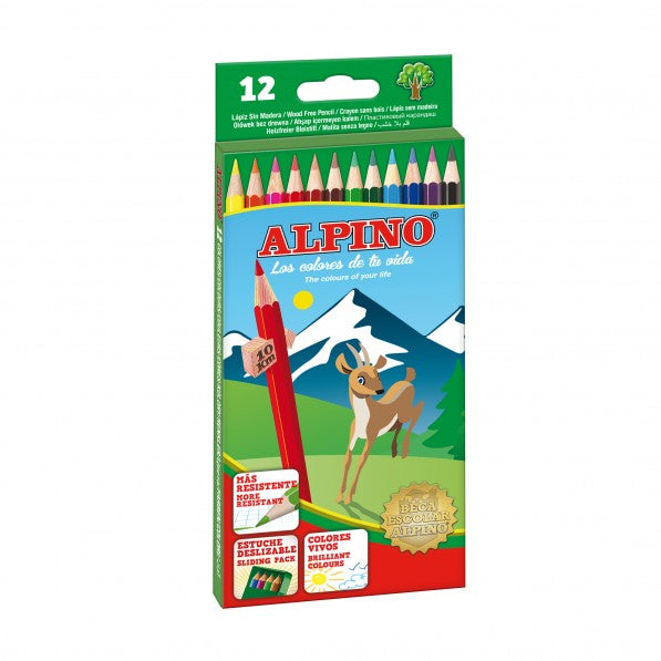 Alpino - Crayons de Couleur Multicolore - 12 Pièces