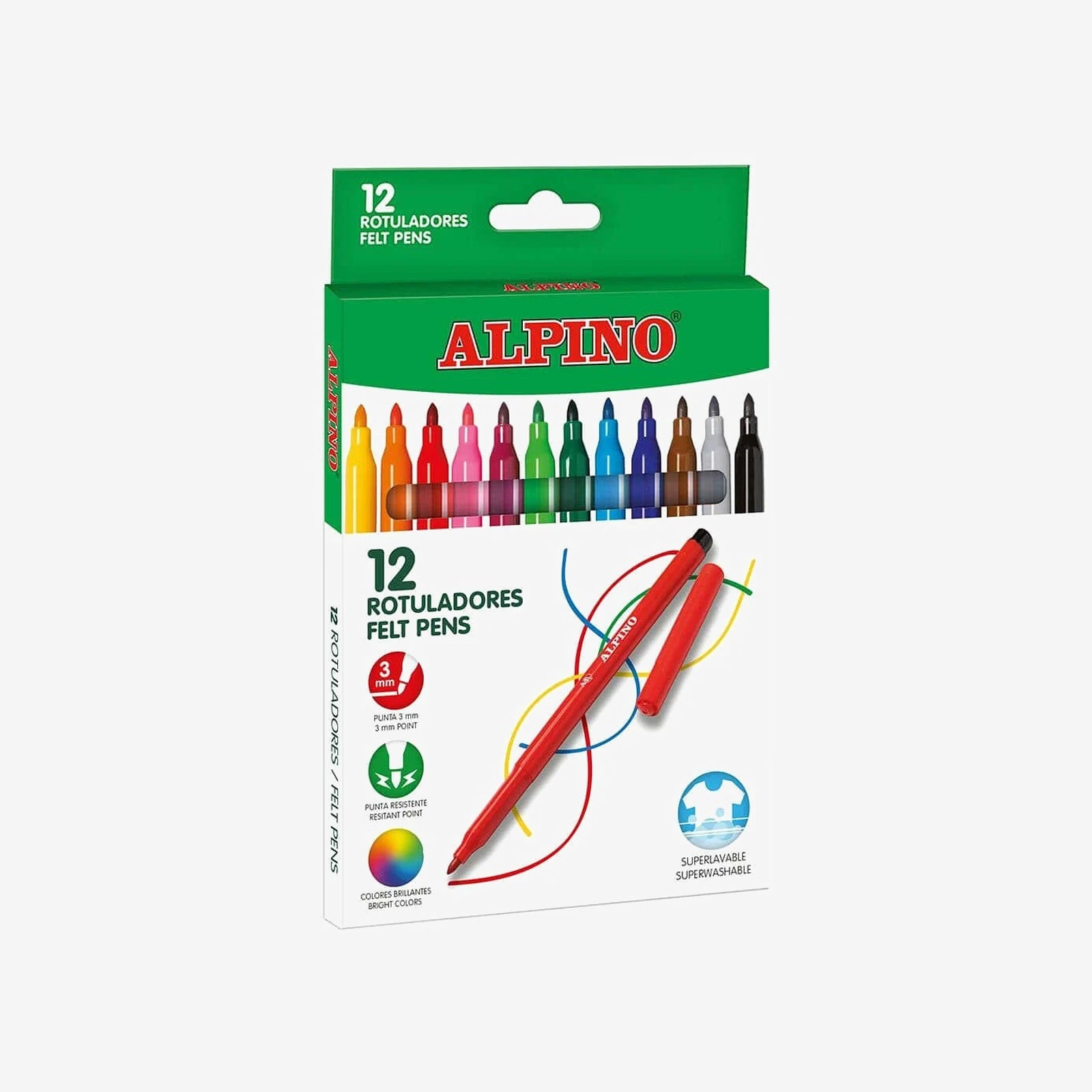 Alpino - Boîte de 12 Feutres de Couleur.