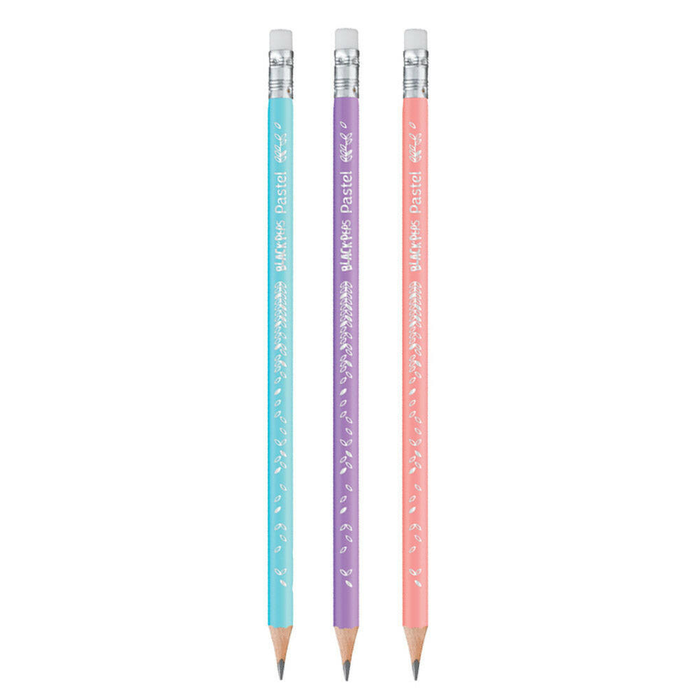 Maped - 3 Crayons Noir avec Gomme Pastel HB2.