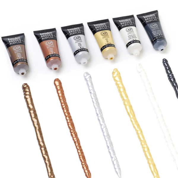 Liquitex Basics - 6 x 22ml - Metallics & Iridescents Acrylic Paint Set