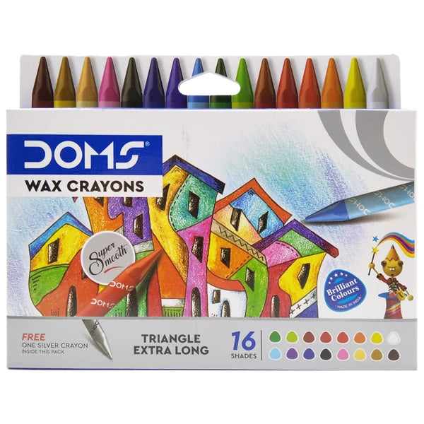 CRAYONS DE CIRE TRIANGULAIRE EXTRA LONG 16PCS DOMS.