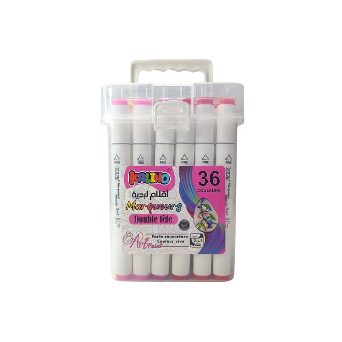 MARQUEURS KALINO DOUBLE TETE PAQ DE 36 COULEURS
