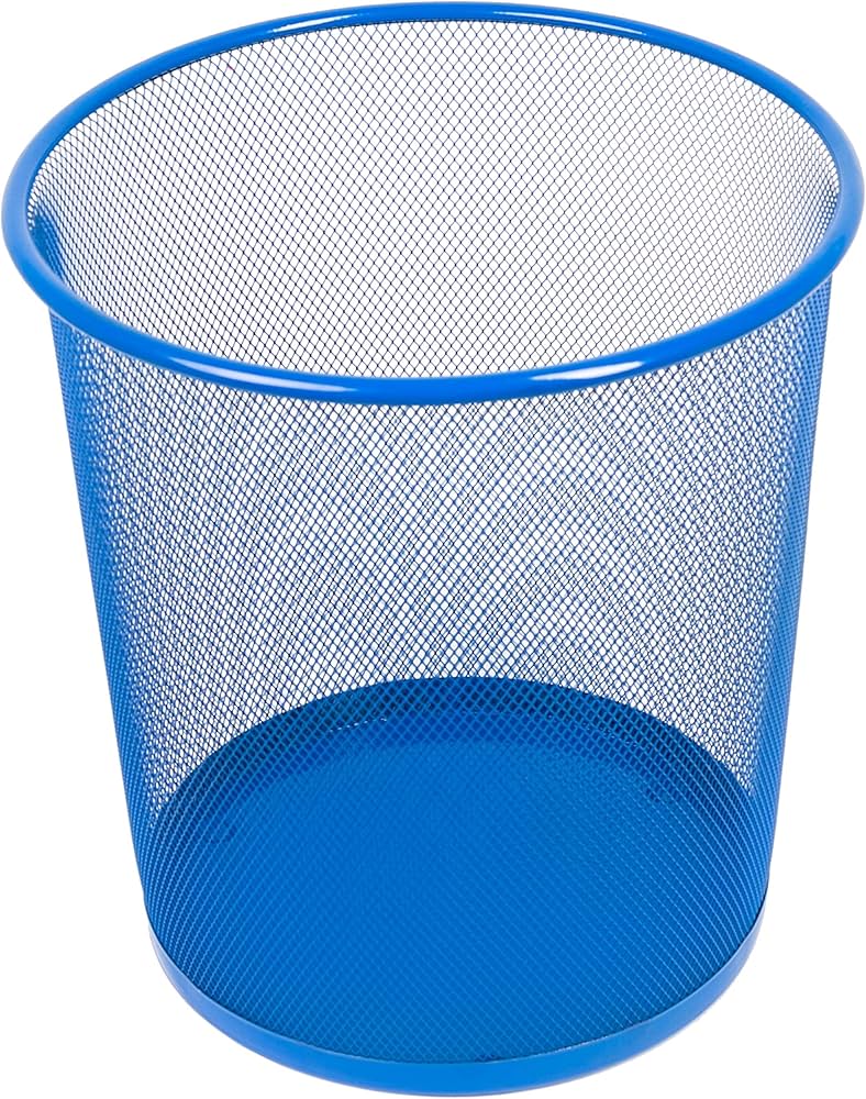 CORBEILLE A PAPIER METAL ROND BLEU PASTEL