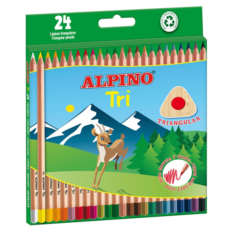 Alpino Tri Boîte de 24 Crayons de Couleur Triangulaires