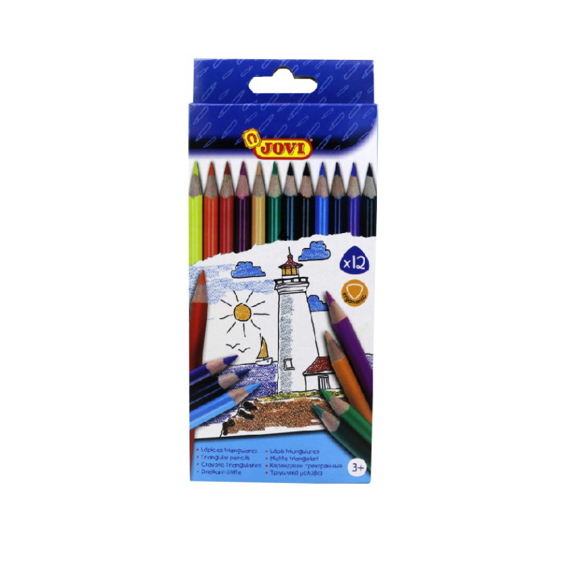 Crayons de Couleur Triangulaires Jovi - 12/18 Couleurs.