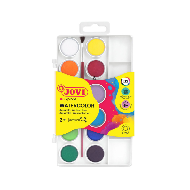 Aquarelle Jovi - 12 Pastilles 22 mm - Réf. 800/12.