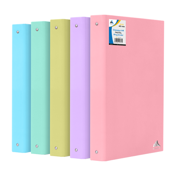 CLASSEUR OFFICE PLAST A4 D40 COUL PASTEL SOUPLE.