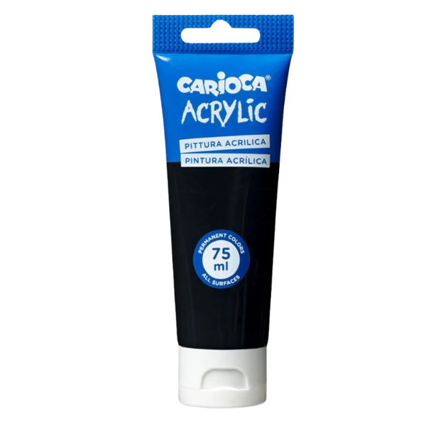 ACRYLIQUE TUBE NOIR 75 ML CARIOCA REF 45244/02