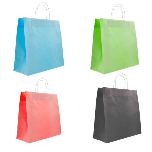 SAC EN KRAFT BLANCHIT COULEUR PASTEL (R/V/B/N) 285-135*300