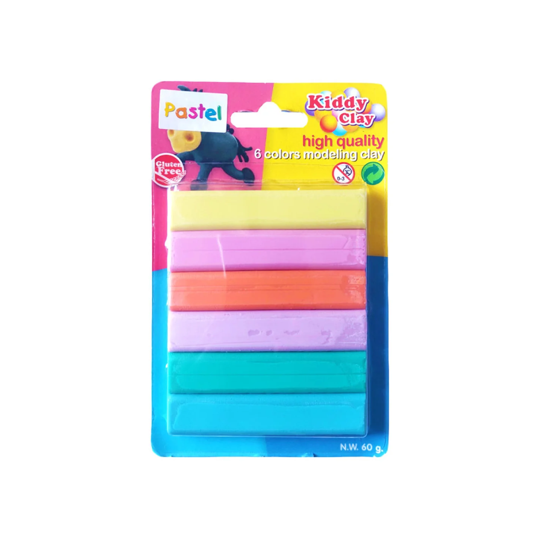 Set de 6 Pâtes à Modeler, Pastel - Kiddy Clay.