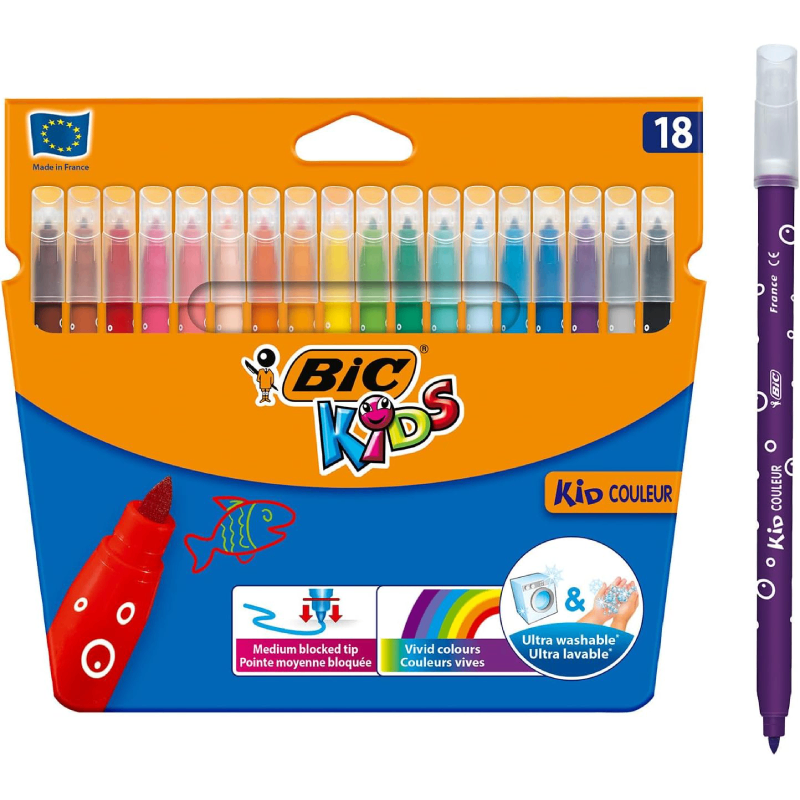 Feutre Bic de 18 Kid Couleur.