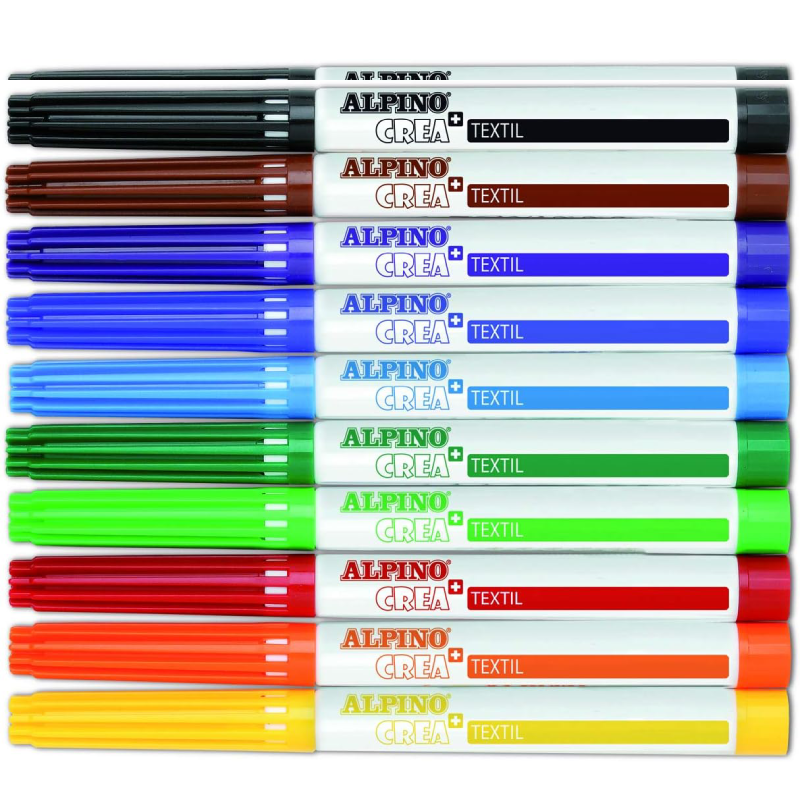 Alpino - 10 Feutres Marqueurs Textiles Permanents.