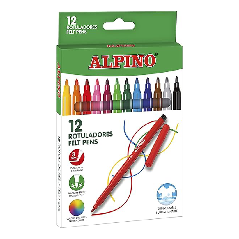 Alpino - Étui de 12 Feutres à Pointe Fine