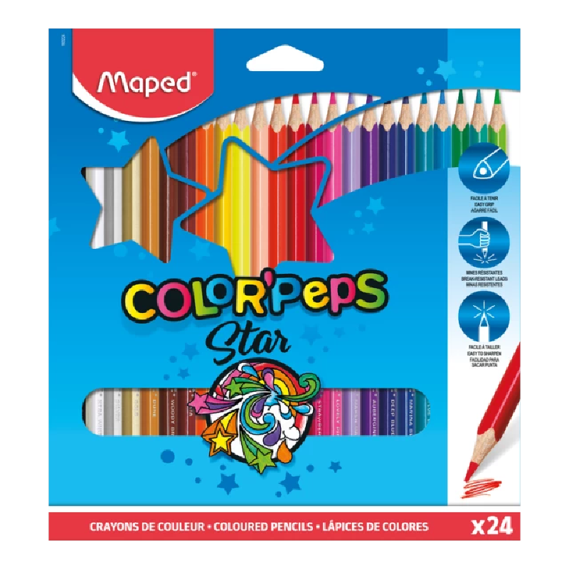 Maped - Crayons de Couleur Triangulaires en Bois 24/18