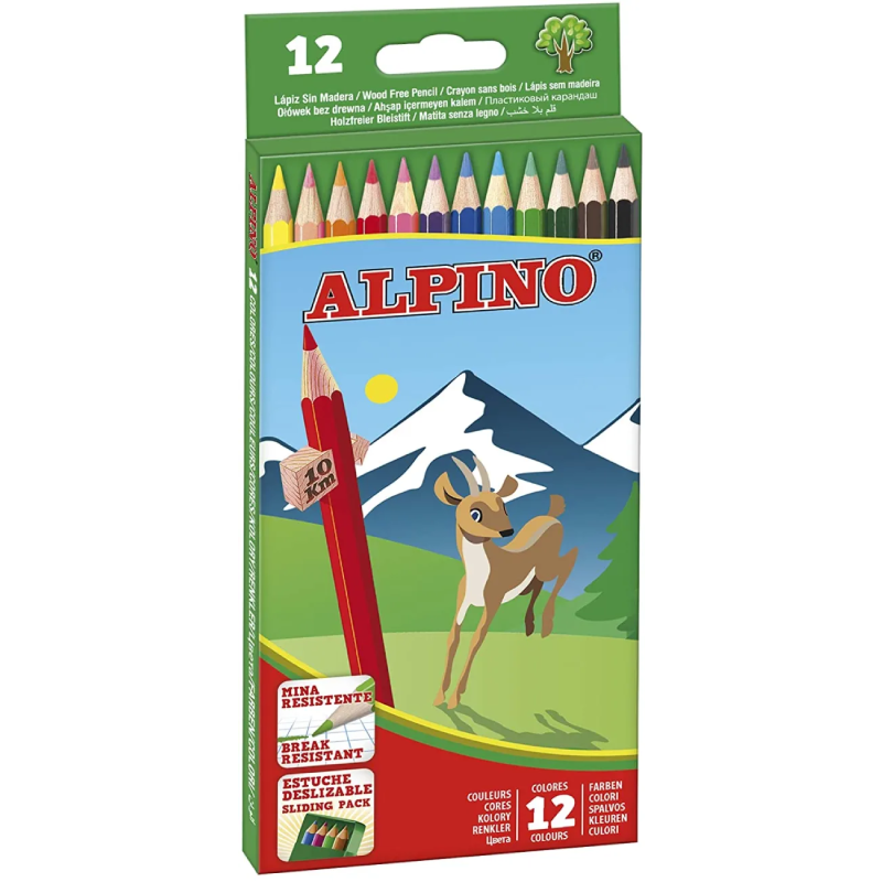 Alpino - Crayon de Couleur Multicolore 12 Pièces