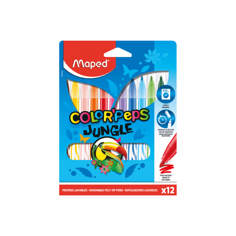 Maped - Feutres Jungle Color’Peps - 12 Feutres de Coloriage