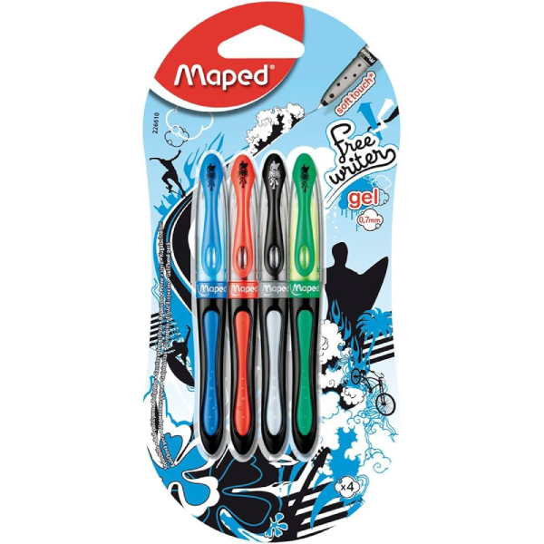 Maped - Stylo Gel Freewriter Mini 0.7mm (Pochette de 4).