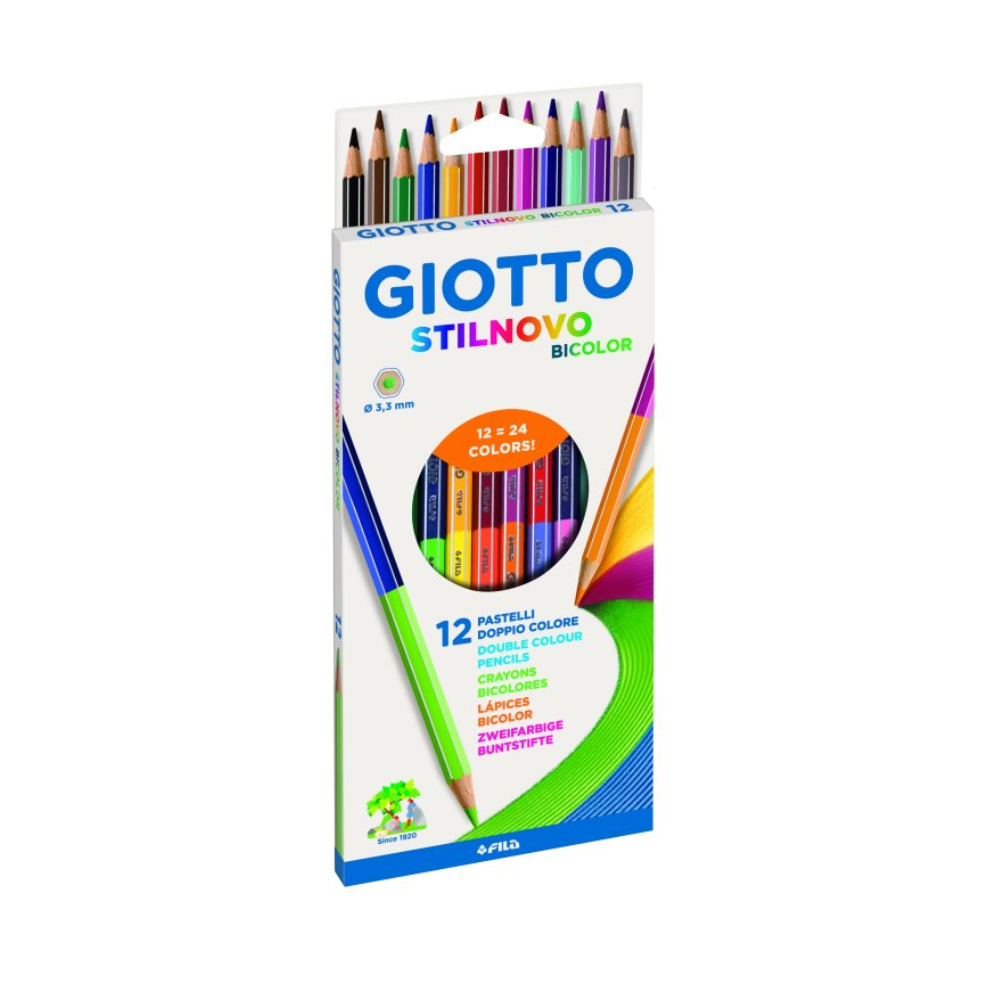 Giotto Stilnovo Bicolor - Étui de 12 Crayons de Couleur