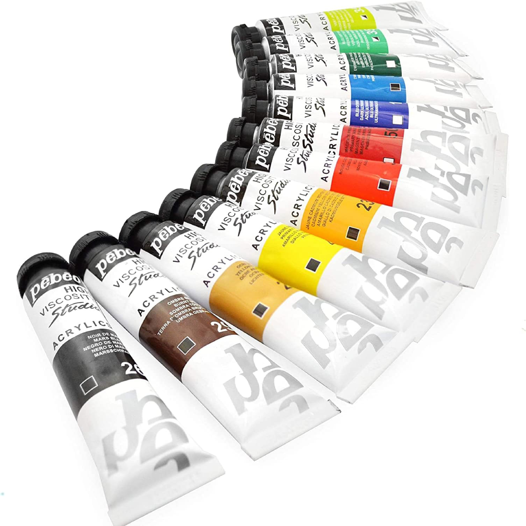 Étui 30 Tubes de 20ML Acrylique Fine + Pinceau – Studio Acrylics Pébéo.