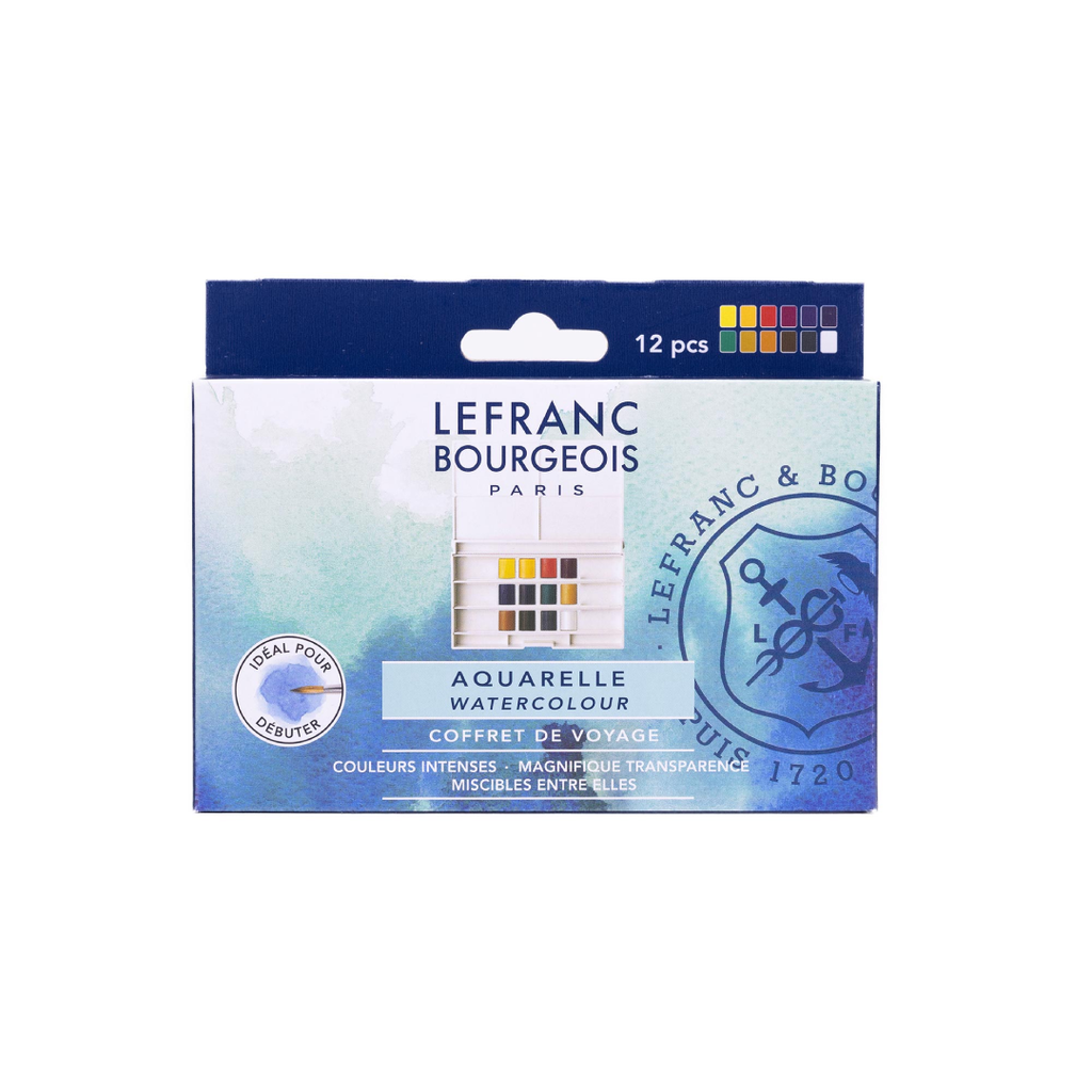 Lefranc & Bourgeois - Aquarelle Fine - Boîte Plastique - 12 Demi-Godets