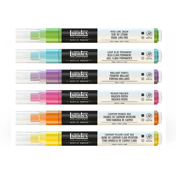 Liquitex Acrylic Marker Set - 6x2mm - Vibrants.