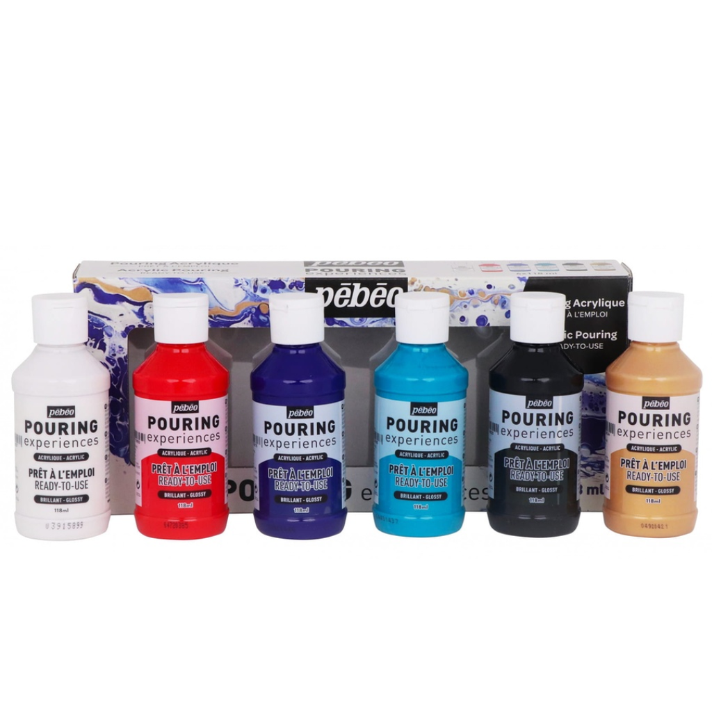 Set 6 Peintures Acrylique, Pouring Experiences - Pébéo.