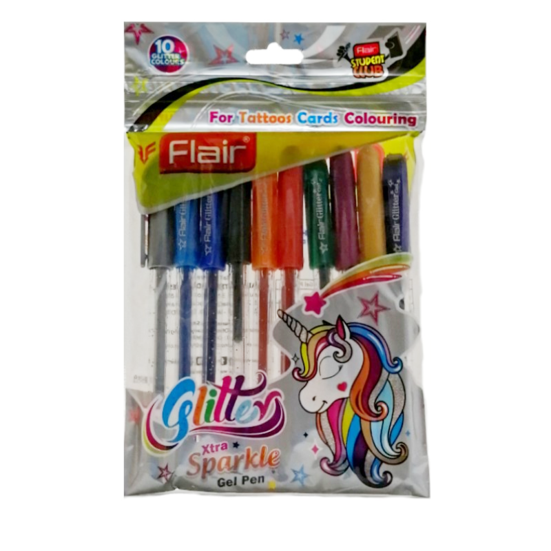 Pochette de 10 Stylos Flair Gel Glitter Extra.