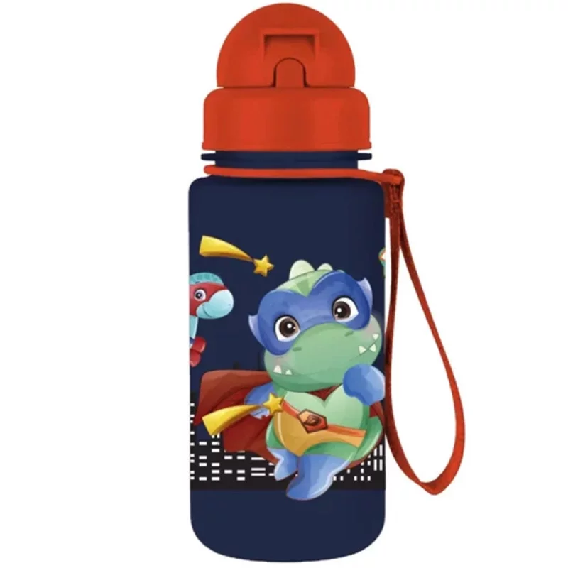 Bouteille à Eau MUST Super Dino 400ml pour enfants avec Paille.