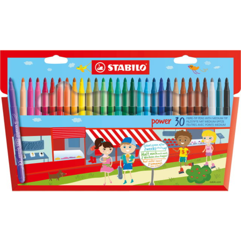 Etui de 30 feutres coloriage pointe moyenne STABILO power.