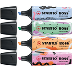 Etui de 4 surligneurs pastel décoré STABILO BOSS ORIGINAL by Ju Schnee.