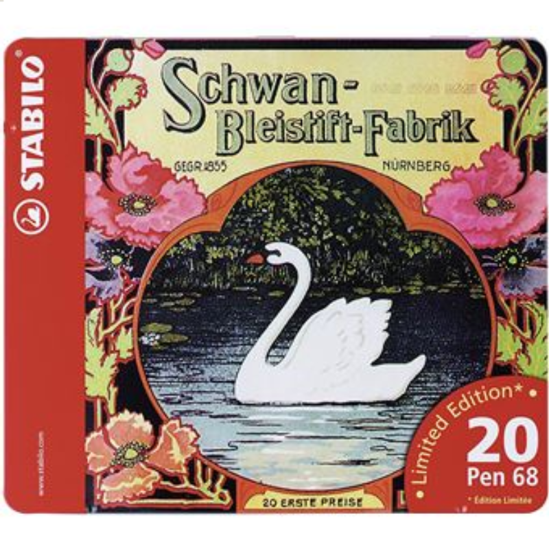 Boîte en métal de 20 feutres Pen 68 Stabilo Schwan.