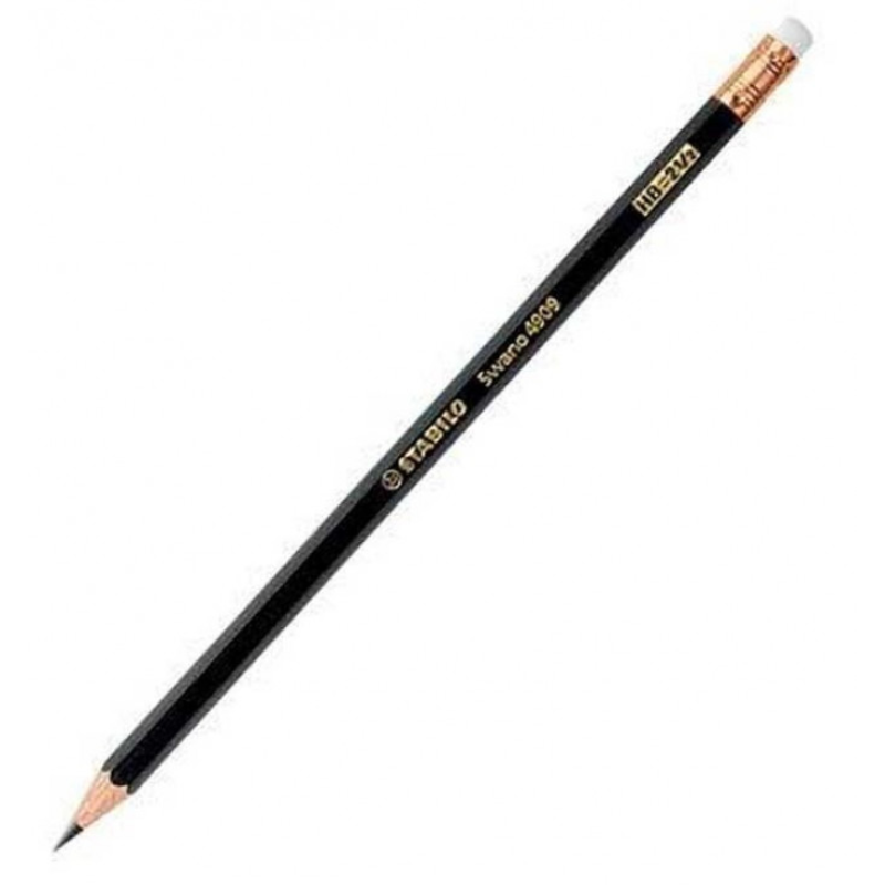 Crayon noir Swano HB avec gomme - Stabilo.