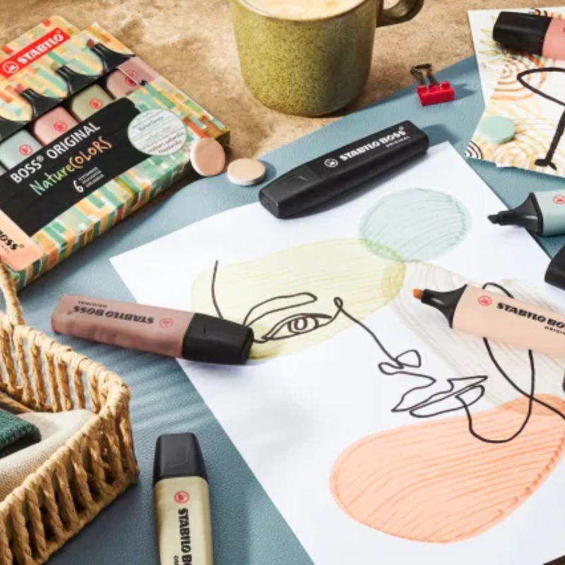 Set de 4 Surligneurs STABILO BOSS ORIGINAL NatureCOLORS.