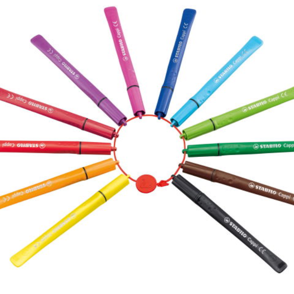 Etui de 12 feutres de coloriage avec capuchon accrochable - STABILO Cappi