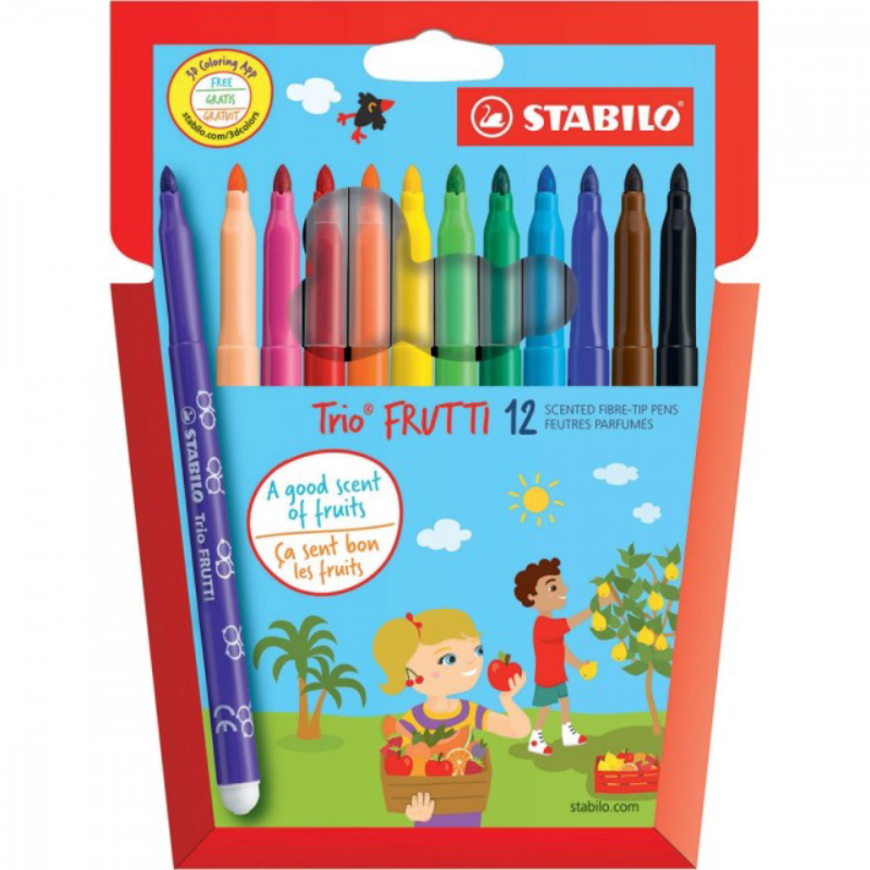 Étui de 12 Feutres de coloriage - STABILO Trio Frutti.