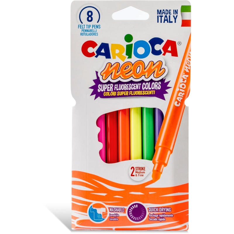 Feutres Néon 8 pièces - Carioca.