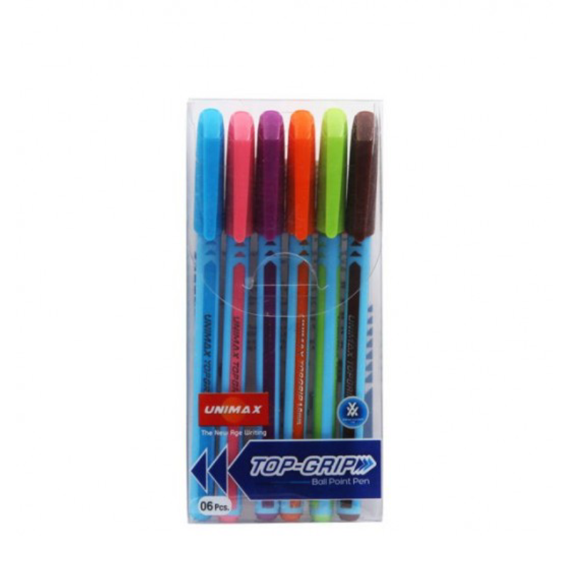 Pochette de 6 Stylos Top Grip 1mm - Unimax.