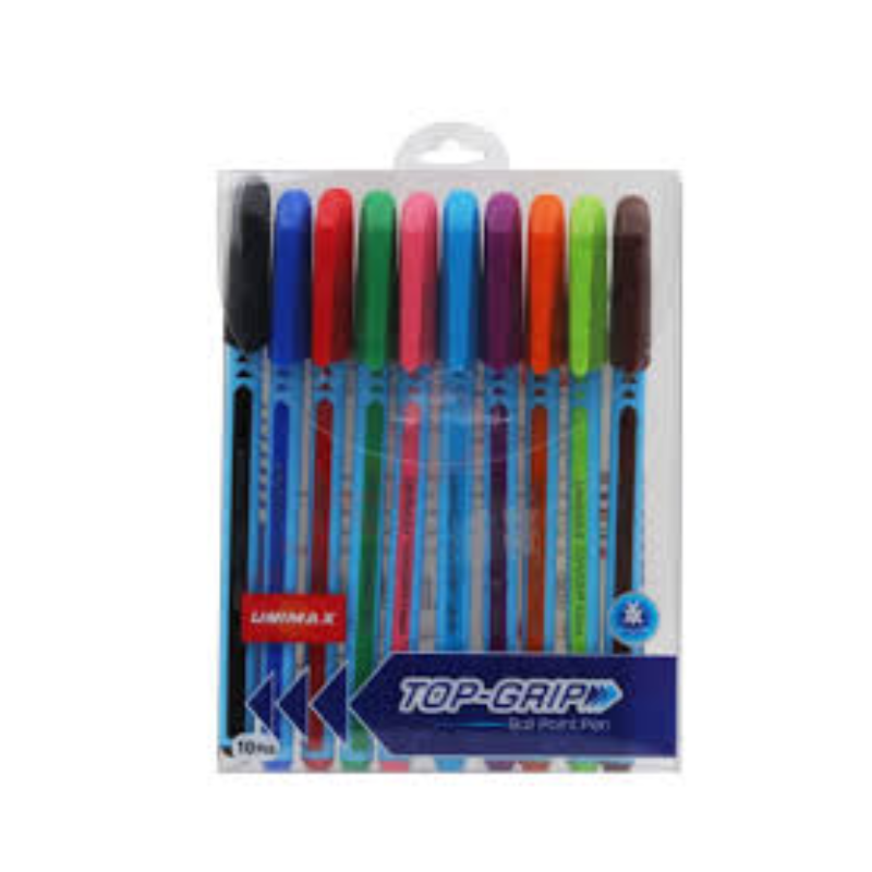 Pochette de 10 stylos à bille Unimax Top Grip 1.0mm - Unimax.