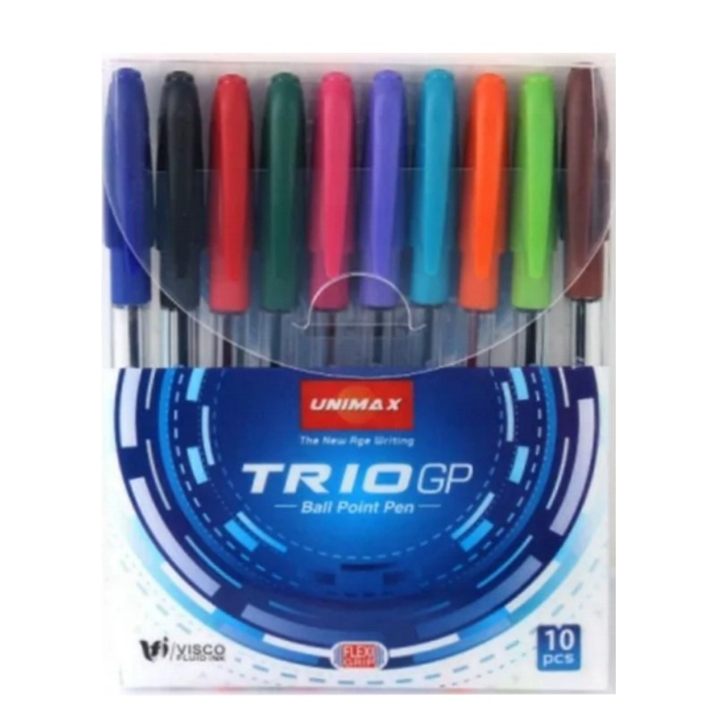Pochette de 10 Stylos Trio GP 1.0MM - Unimax.