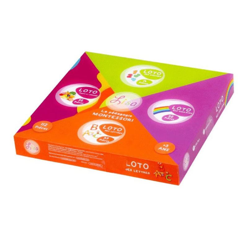 Grand Loto 4en1 Chiffres Lettres Couleurs & Fruits Légumes - Lisa Toys.