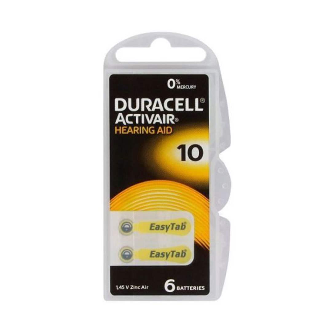 6x Piles Duracell Hearing Aid ZA 10.