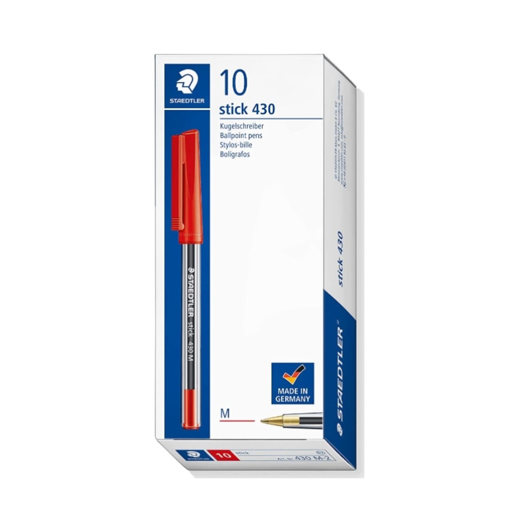 Pack de 10 Stylos à Bille Staedtler 430 Rouge.