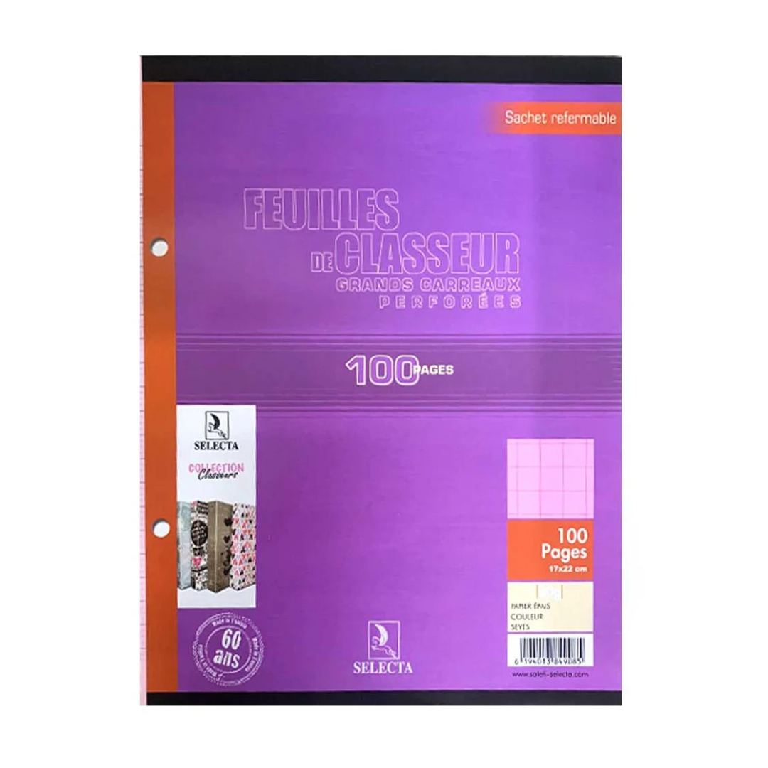 Recharge Classeur 17×22 Rose - Selecta.