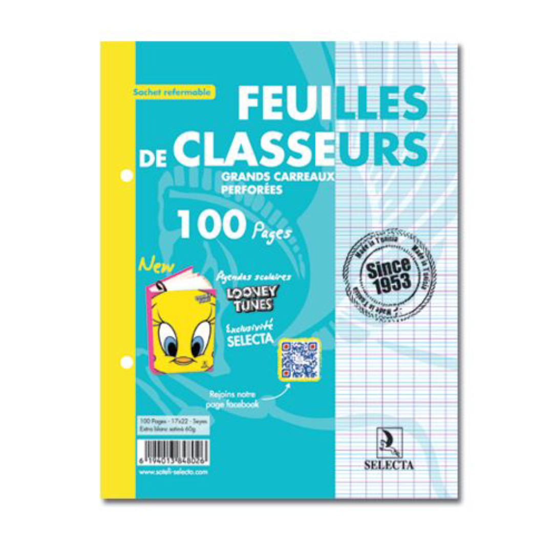 Recharge Classeur A4 Blanc 60g - Selecta.