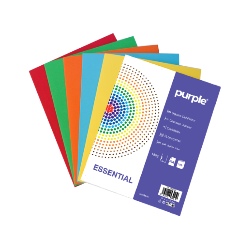 Paquet de 10 chemises dossier gratuites couleurs vives 180g essential purple - assortis p.