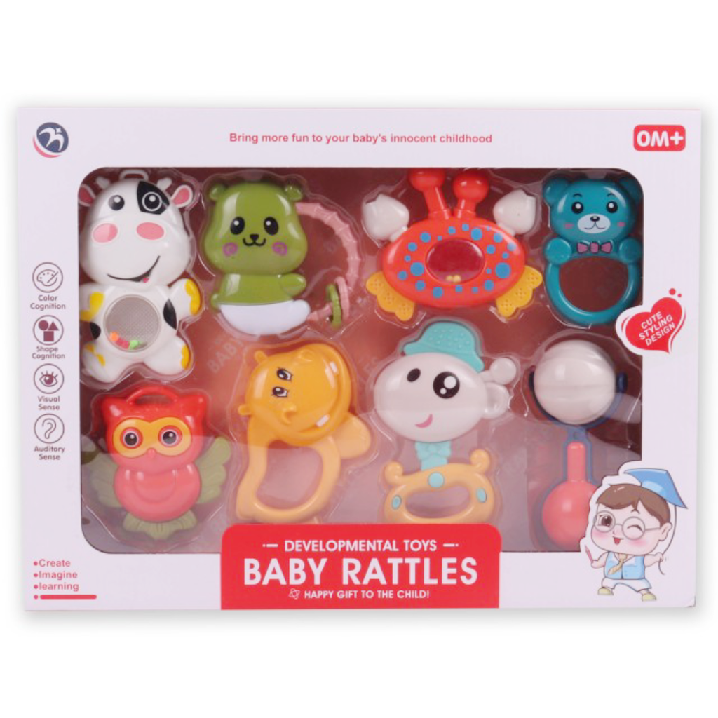 Coffret 8 Hochets Bébé – Baby Rattles REF TOP565-19.