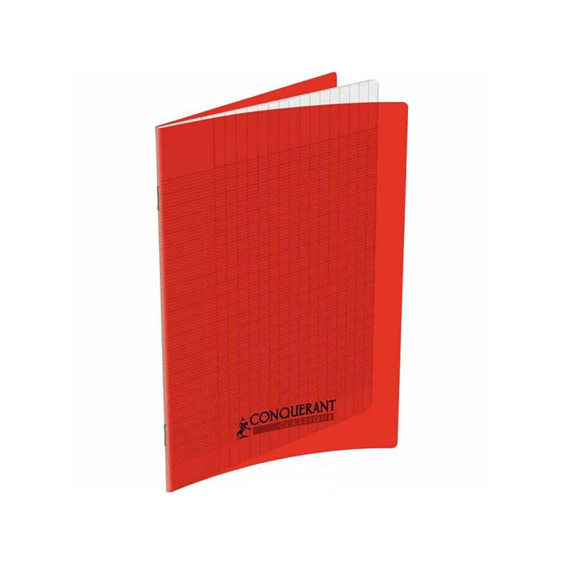 Cahier Conquérant 17x22 cm – 192 Pages Seyès – 70g – Couverture PP Rouge.