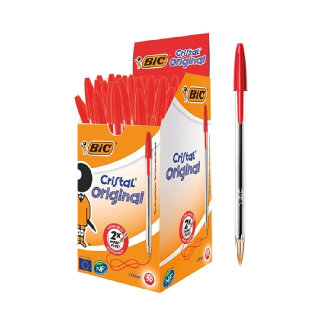 Lot de 50 Stylos BIC Cristal – Rouge.