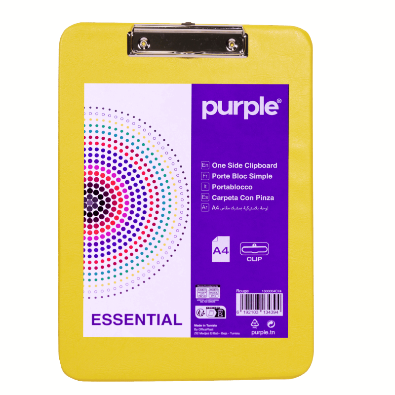 Porte-Bloc Simple A4 – Jaune – Essential.