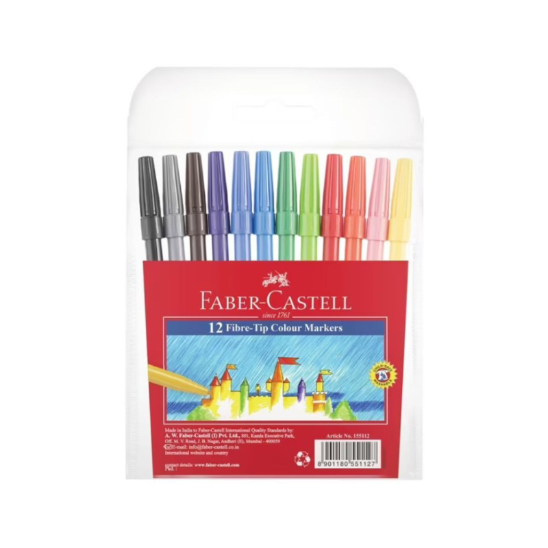 Feutres Faber-Castell – Boîte de 12 couleurs.